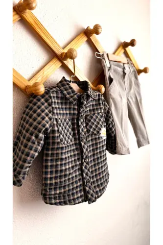 Welsoft Lumberjack Shirt Velvet Pants Set Men-GREEN - 5