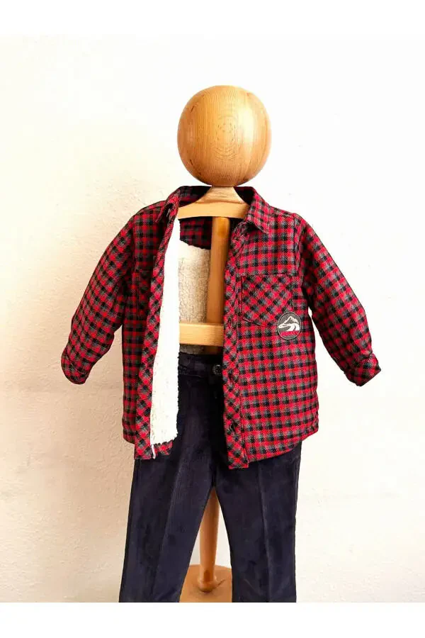 Welsoft Oduncuncu Gömlek Kadife Pantolon Takım Erkek-KIRMIZI - 7