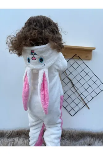 Welsoft Peluş Fermuarlı Kışlık Tavşan Kız Bebek Uyku Tulumu-beyaz - 3