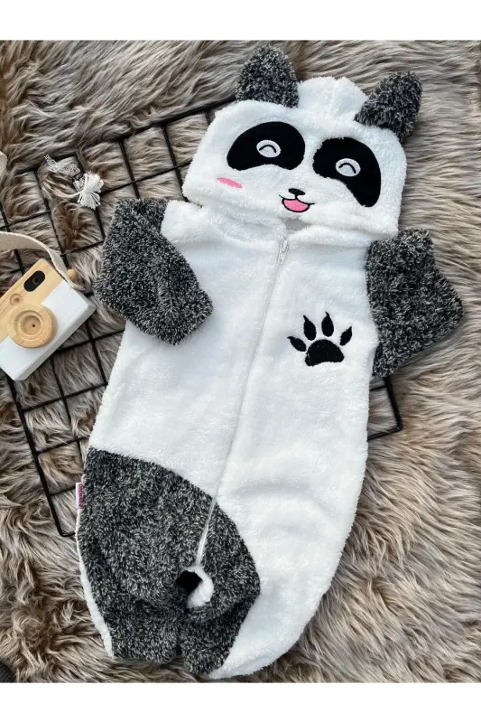 Welsoft Peluş Unisex Fermuarlı Kışlık Bebek Uyku Tulumu Bebek Tulumu Çocuk Tulumu Çocuk Kostümü.-SİYAH - 2