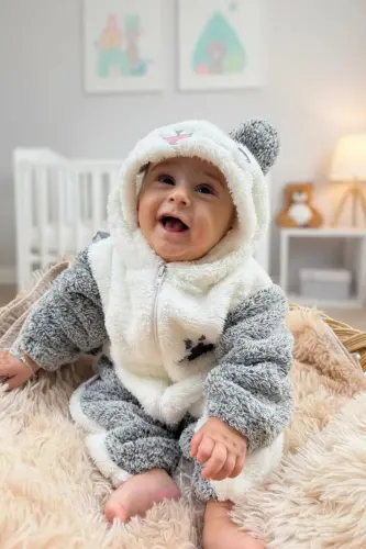 Welsoft Peluş Unisex Fermuarlı Kışlık Bebek Uyku Tulumu Bebek Tulumu Çocuk Tulumu Çocuk Kostümü.-SİYAH - 3