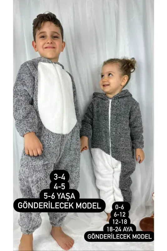 Welsoft Peluş Unisex Fermuarlı Kışlık Tavşan Bebek/çocuk Uyku Tulumu-kırçıllı gri - 2