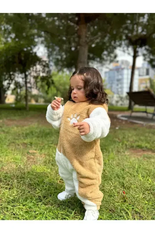 Welsoft Peluş Unisex Fermuarli Panda Bebek Uyqu Xaltasi-JIGARRANG - 2