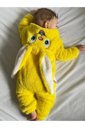 Welsoft Peluş Unisex Fermuarli Qishki Quyon Bolalar Uyqu Xaltasi-sariq - MINIZADE (1)