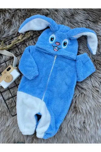 Welsoft Peluş Unisex Fermuarlı Qishki Quyon Chaqaloq Uyqu Xaltasi-ko'k - MINIZADE (1)