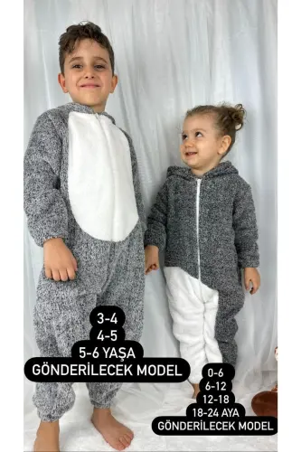 Welsoft Peluş Unisex Fermuarlı Qishki Quyon Chaqaloq/bolalar uchun Uxlash Tulumi-kırçıllı kulrang - 2