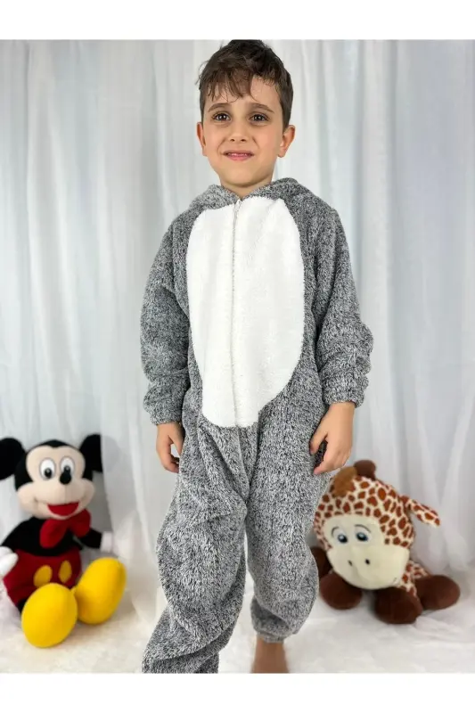 Welsoft Peluş Unisex Fermuarlı Qishki Quyon Chaqaloq/bolalar uchun Uxlash Tulumi-kırçıllı kulrang - 4