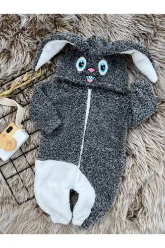 Welsoft Peluş Unisex Fermuarlı Qishki Quyon Chaqaloq/bolalar uchun Uxlash Tulumi-kırçıllı kulrang - 7
