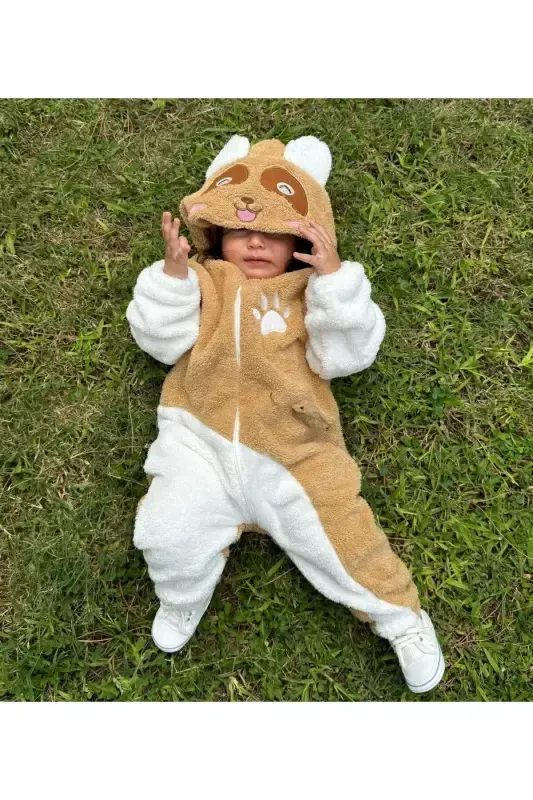 Welsoft Plush Unisex Zippered Panda Baby Sleeping Bag-BROWN - 1