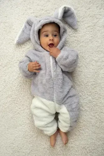 Welsoft Plush Unisex Zippered Winter Baby Sleeping Bag Baby Romper Children's Romper Children's Costume-GRAY - BEBESEV (1)