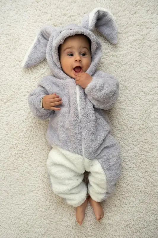 Welsoft Plush Unisex Zippered Winter Baby Sleeping Bag Baby Romper Children's Romper Children's Costume-GRAY - 1