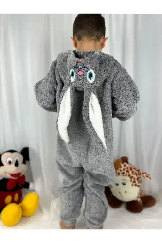 Welsoft Plush Unisex Zippered Winter Rabbit Baby/Kids Sleeping Bag-mottled gray - 6
