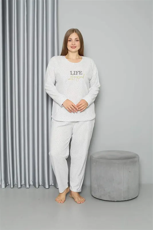 Welsoft Polar Women's Plus Size Pajama Set 808050 - BÜYÜKBEDENIZ