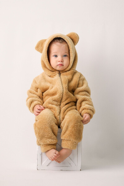 Welsoft Unisex Bebek Çocuk Kışlık Fermuarlı Peluş Uyku Tulumu, Bebek ve Çocuk Tulum-Kahve - COOLMINIES