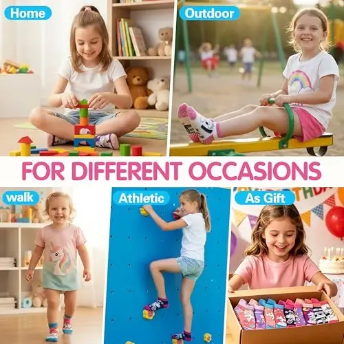Welwoos Baby Girls Boys Toddlers Grips Socks Kids Non Slip Anti Skid Ankle Cotton No Show Socks with Grippers - 2
