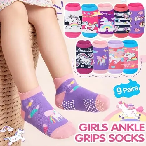 Welwoos Baby Girls Boys Toddlers Grips Socks Kids Non Slip Anti Skid Ankle Cotton No Show Socks with Grippers - 3