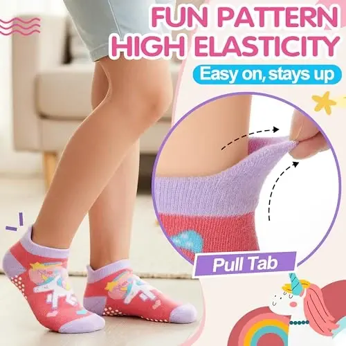 Welwoos Baby Girls Boys Toddlers Grips Socks Kids Non Slip Anti Skid Ankle Cotton No Show Socks with Grippers - 4