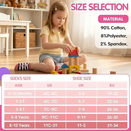 Welwoos Baby Girls Boys Toddlers Grips Socks Kids Non Slip Anti Skid Ankle Cotton No Show Socks with Grippers - 6