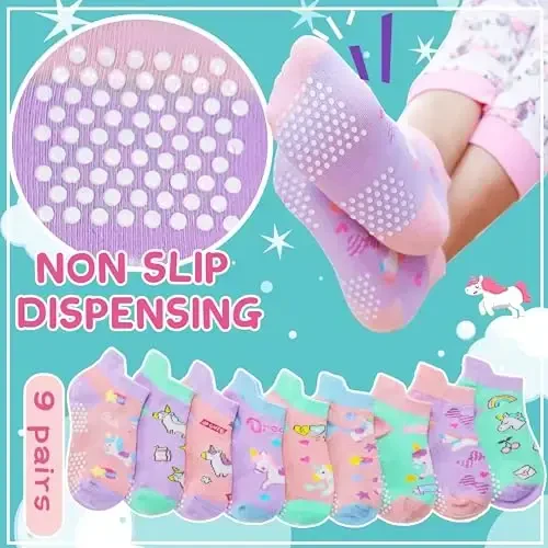 Welwoos Baby Girls Boys Toddlers Grips Socks Kids Non Slip Anti Skid Ankle Cotton No Show Socks with Grippers - 6