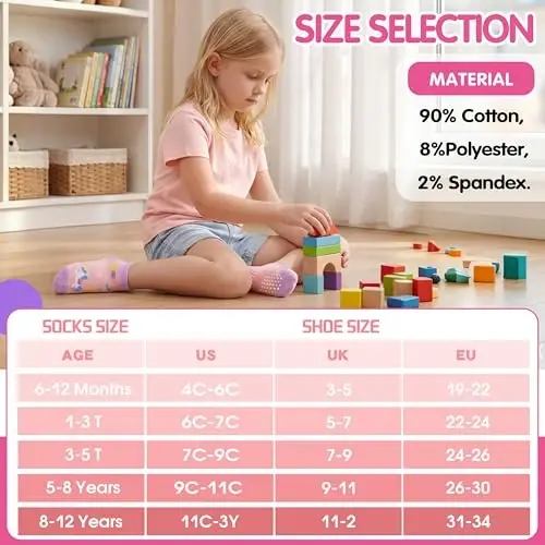 Welwoos Baby Girls Boys Toddlers Grips Socks Kids Non Slip Anti Skid Ankle Cotton No Show Socks with Grippers - 5