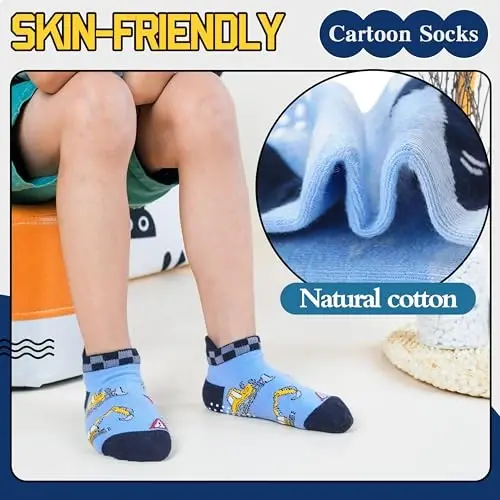 Welwoos Baby Girls Boys Toddlers Grips Socks Kids Non Slip Anti Skid Ankle Cotton No Show Socks with Grippers - 2