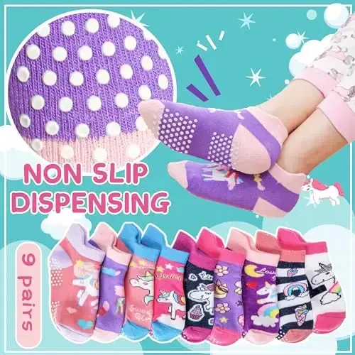 Welwoos Baby Girls Boys Toddlers Grips Socks Kids Non Slip Anti Skid Ankle Cotton No Show Socks with Grippers - 6