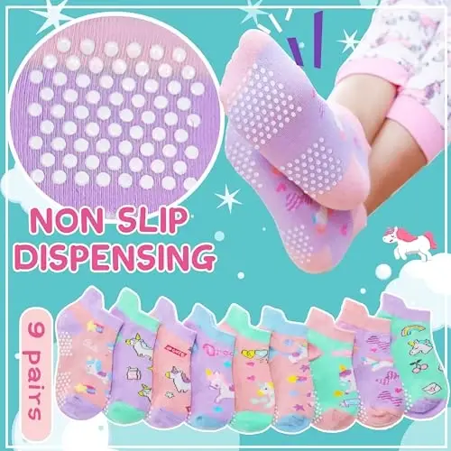 Welwoos Baby Girls Boys Toddlers Grips Socks Kids Non Slip Anti Skid Ankle Cotton No Show Socks with Grippers - 6