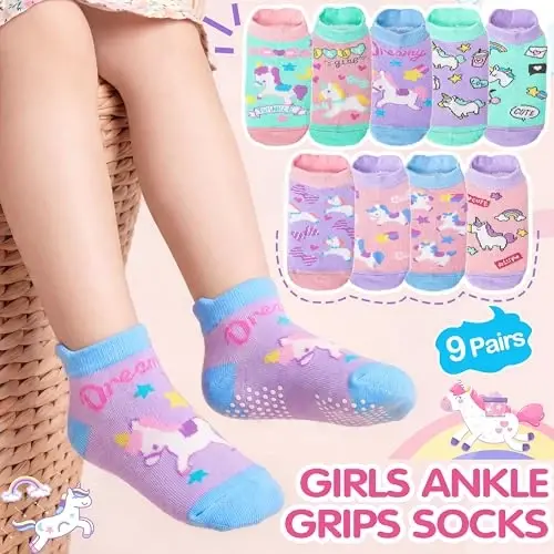 Welwoos Baby Girls Boys Toddlers Grips Socks Kids Non Slip Anti Skid Ankle Cotton No Show Socks with Grippers - WELWOOS (1)