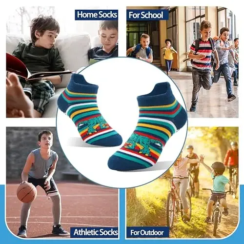 Welwoos Baby Girls Boys Toddlers Grips Socks Kids Non Slip Anti Skid Ankle Cotton No Show Socks with Grippers - 5