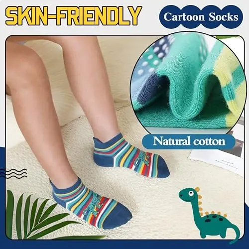 Welwoos Baby Girls Boys Toddlers Grips Socks Kids Non Slip Anti Skid Ankle Cotton No Show Socks with Grippers - 2