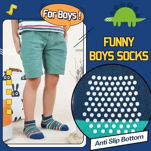 Welwoos Baby Girls Boys Toddlers Grips Socks Kids Non Slip Anti Skid Ankle Cotton No Show Socks with Grippers - 4