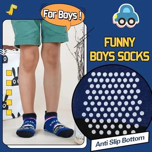 Welwoos Baby Girls Boys Toddlers Grips Socks Kids Non Slip Anti Skid Ankle Cotton No Show Socks with Grippers - 4