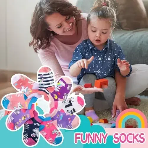 Welwoos Baby Girls Boys Toddlers Grips Socks Kids Non Slip Anti Skid Ankle Cotton No Show Socks with Grippers - 4