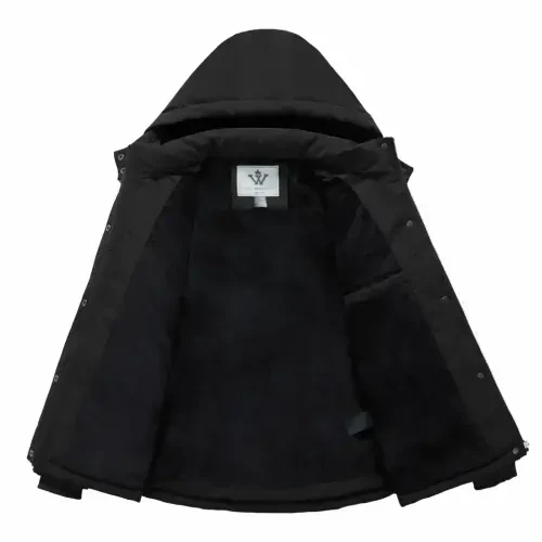 WenVen Ayollar Qishki Palto Qalin Puffer Paltolar Shamolga Chidamli Qishki Kurtka Hood Qora L bilan - 3