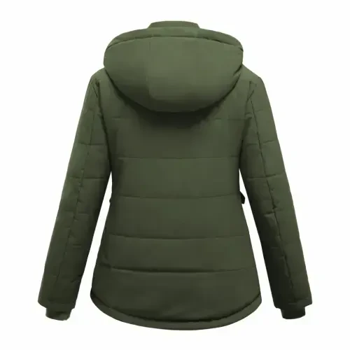 WenVen Women's Puffer Coats Waterproof Winter Jacket Quilted Zip-up Fleece Jacket Green L - WENVEN (1)