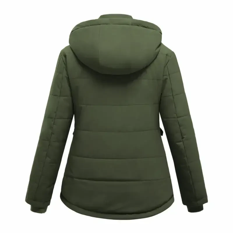 WenVen Women's Puffer Coats Waterproof Winter Jacket Quilted Zip-up Fleece Jacket Green L - 2
