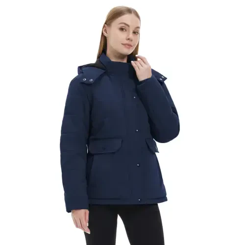 WenVen Women's Thicken Puffer Jacket Quilted Winter Jacket Windproof Winter Puffer Coat Blue L - 7