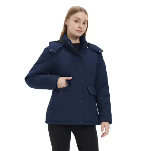 WenVen Women's Thicken Puffer Jacket Quilted Winter Jacket Windproof Winter Puffer Coat Blue L - 9