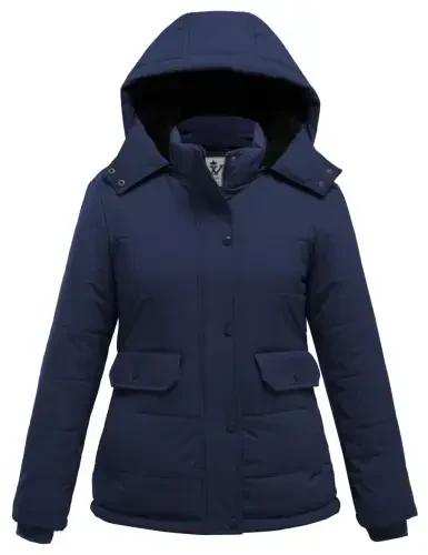 WenVen Women's Thicken Puffer Jacket Quilted Winter Jacket Windproof Winter Puffer Coat Blue L - 10