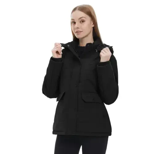 WenVen Women's Winter Coat Thicken Puffer Coats Windproof Winter Jacket with Hood Black L - 8