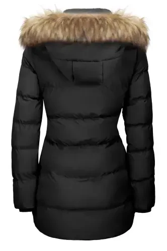 WenVen Women's Winter Coat Warm Puffer Jacket Waterproof Winter Parka Coat with Hood Black L - 3