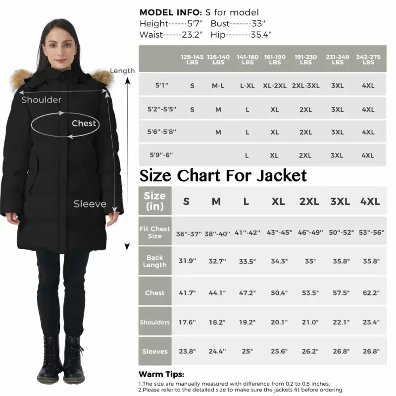 WenVen Women's Winter Coat Warm Puffer Jacket Waterproof Winter Parka Coat with Hood Black L - 5