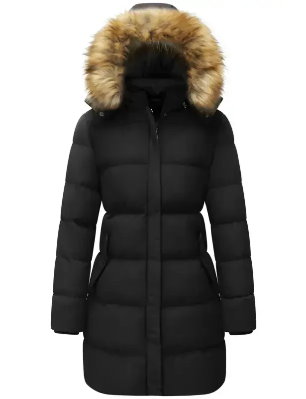 WenVen Women's Winter Coat Warm Puffer Jacket Waterproof Winter Parka Coat with Hood Black L - 7