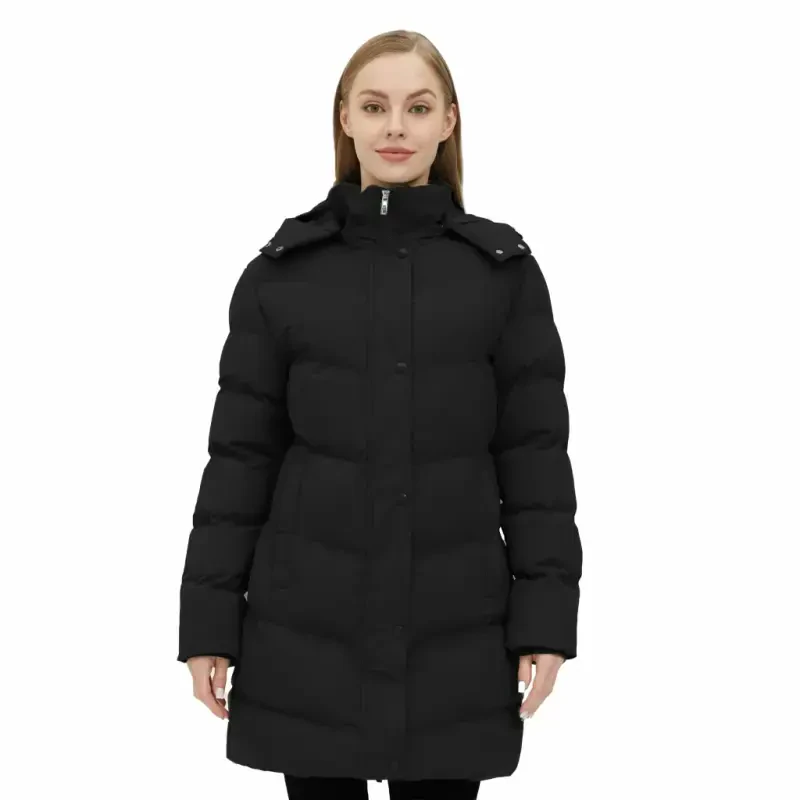 WenVen Women's Winter Coat Warm Puffer Jacket Waterproof Winter Parka Coat with Hood Black Size L - 1