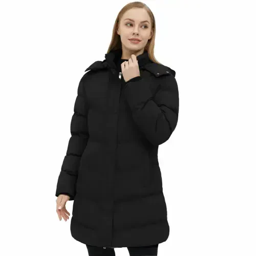 WenVen Women's Winter Coat Warm Puffer Jacket Waterproof Winter Parka Coat with Hood Black Size L - 6