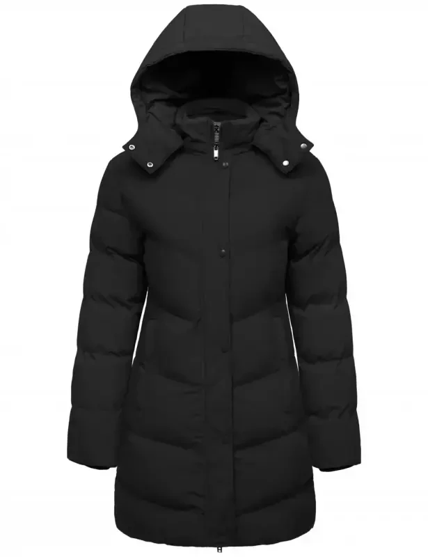 WenVen Women's Winter Coat Warm Puffer Jacket Waterproof Winter Parka Coat with Hood Black Size L - 8
