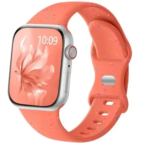 Wepro 40mm 41mm 42mm 38mm Apple Watch Bands ayollar uchun iWatch Bands SE Series 10 9 8 7 6 5 4 3 2 1 Silikon Sport Band Nafas oladigan suv o'tkazmaydigan rangli tasma, Coral 