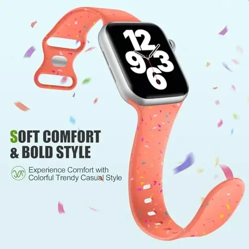 Wepro 40mm Band for Apple Watch Bands for Women 42mm 41mm 38mm for iWatch Bands SE Series 10 9 8 7 6 5 4 3 2 1 Men Silicone Sport Band Cute Colorful Breathable Waterproof Strap Coral - 4
