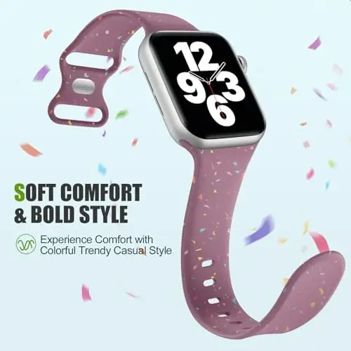 Wepro Compatible for Apple Watch Bands Series 10 9 8 7 6 SE 5 4 3 2 1 for iWatch Bands Women 46mm 44mm 45mm 42mm 49mm Men Silicone Sport Band Colorful Breathable Waterproof Strap Purple - 3
