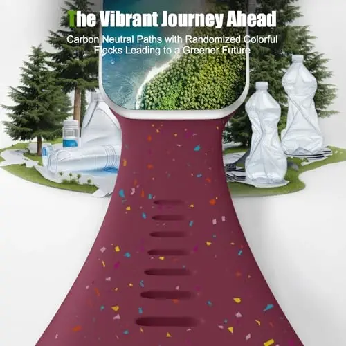 Wepro for Apple Watch SE Band 44mm Series 9 45mm 3 42mm Ultra 2 49mm 10 46mm for iWatch Bands for Women Series 8 7 6 5 4 3 2 1 Silicone Sport Band Breathable Waterproof Colorful Flake Wine - 4